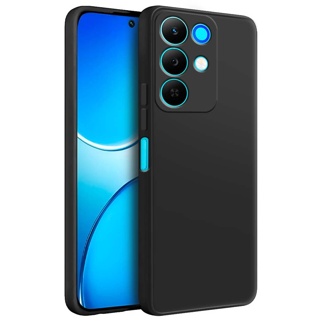 Fashionury Liquid Silicon Back Cover for Realme Narzo 90X 5G Black - Image 1