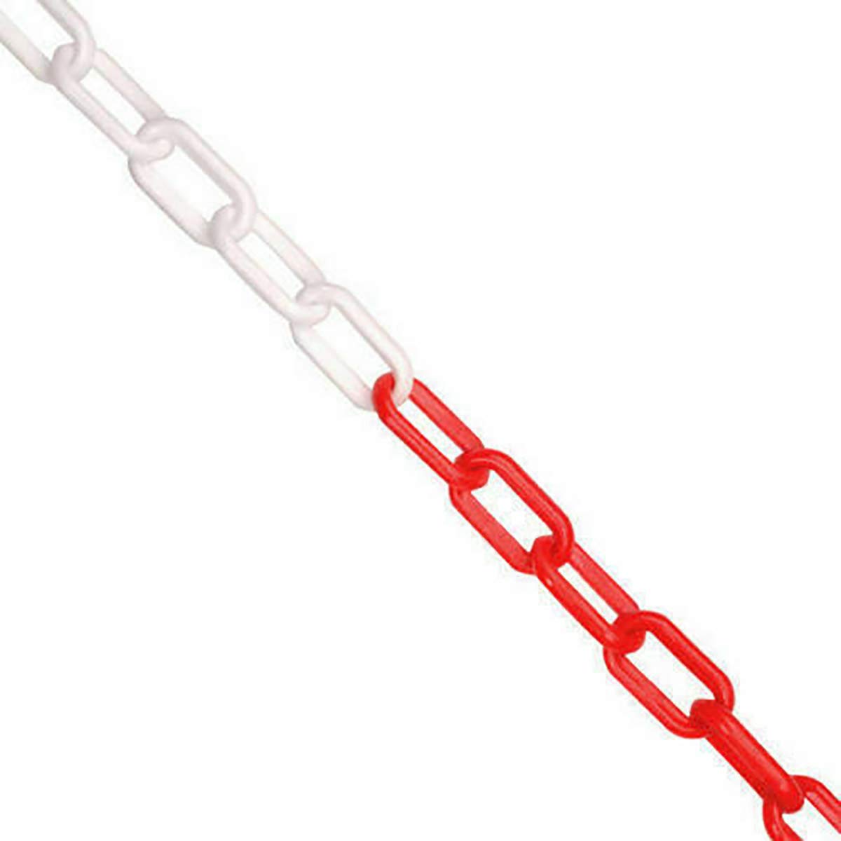 ExcInter Plastic Chain Red & White 25metres*6mm Coated Decorative Links for Decorative Garden Fence Warning Safety Parking Space Assorted Colours