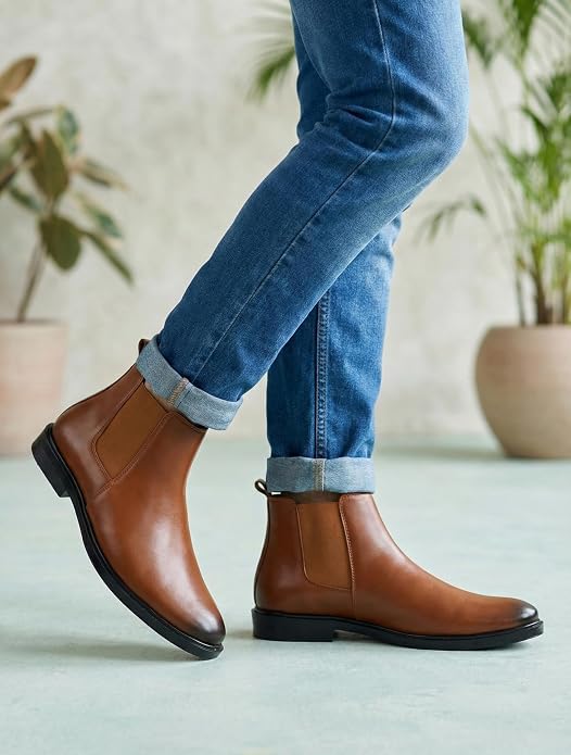 Image of Men's Premium Synthetic Leather Slip-On Formal Shoes for Men | Classic Ankle Boots with Anti-Slip Sole | Office, Party & Casual Wear