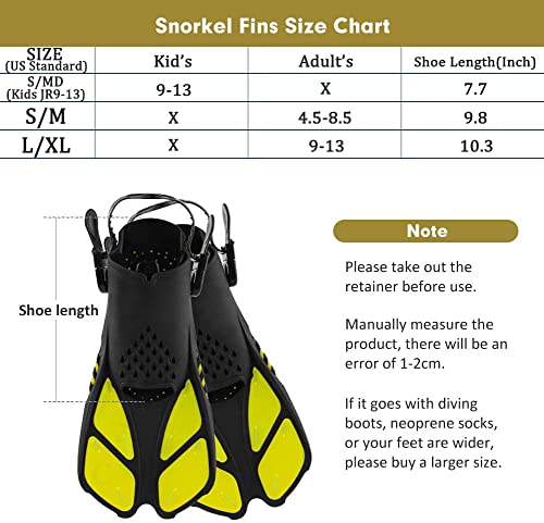 Image of Sugaroom Swim Fins Open Heel, Adjustable Snorkel Fins Diving Fins with Mesh Bag, Snorkeling Gear Flippers Travel Size Short Flippers for Lap Swimming Scuba Dive Adult Men Women Kids