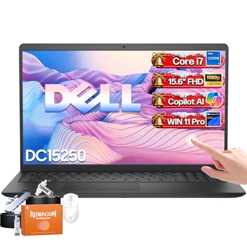Dell 15 Laptop DC15250 Touchscreen Computer, Intel 10-Core i7-1355U(Up to 5.0GHz), Intel UHD Graphics, 15.6