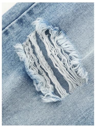 Verdusa Girl's Y2K Ripped Distressed Baggy Jeans Wide Leg Elastic Waist Loose Denim Pants3