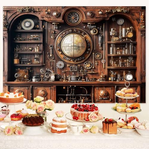 Fondo Fotográfico Vintage Steampunk 10x8ft Abstracto miniatura 4
