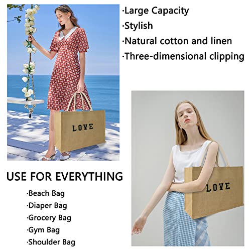 Image of Hibala Woven Large Beach Bag Straw Beach Tote Handmade Weaving Shoulder Tassel Bag Handbag