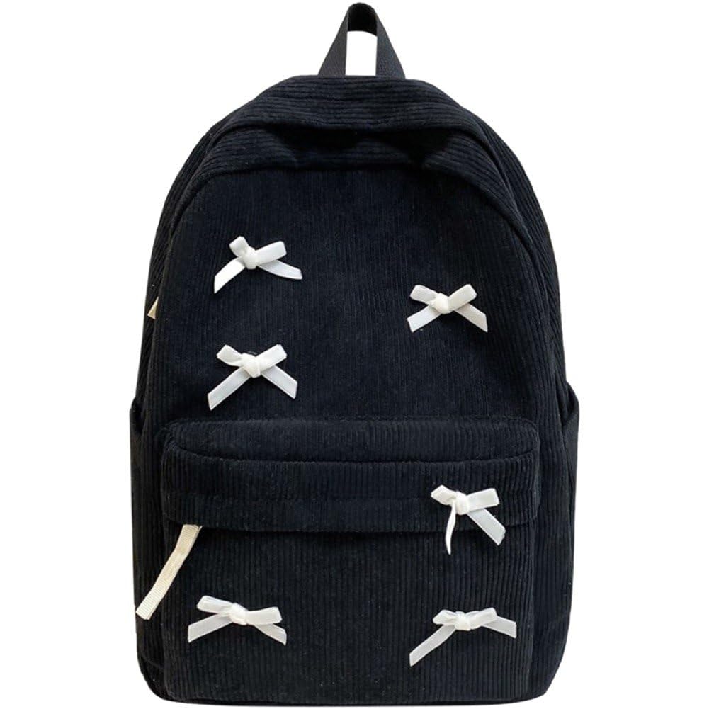 Sac à dos coréen preppy en velours pour les cours et sorties