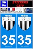 STICKZIF SC35 Autocollant Plaque 35 Rennes, Set de 2