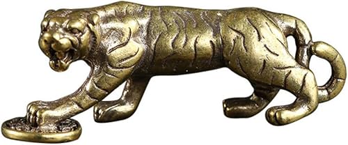 Miniatura 1 de DMtse Feng Shui chino de latón mini pie de tigre en moneda de la suerte decoración estatua figuritas para escultura de animales coleccionables regalo