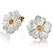 Produktbild Weihnachtsgeschenke für Frauen Springlight S925 Sterling Silber Ohrstecker Naturstein Pfingstrose Blume Ohrringe Handgemachter Schmuck Personalisierte Geschenke für Frauen.(Yellow)