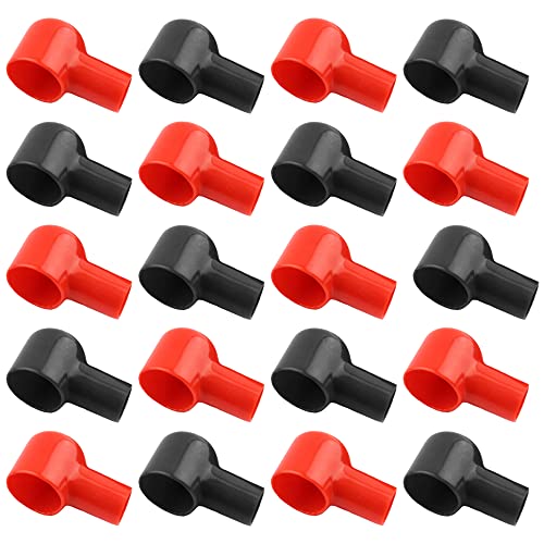 Image of 20 PCS Battery Terminal Covers Insulating Flexible Protector Caps Car Battery Cover for Car Electric Bikes Trucks Boat Protector Positive and Negative-Red & Black