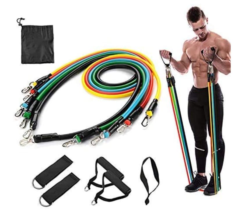 Resistance Band Set for Home Workout – 11PCS Exercise Tube Kit with Handles, Door Anchor, Ankle Strap & Carry Bag | Strength Training Bands for Men & Women Home Gym-image-40