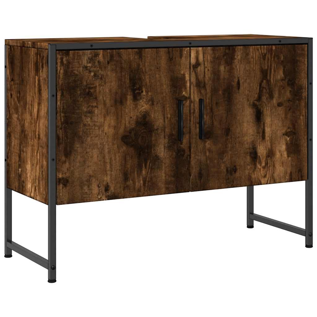 Mobile sottolavabo in rovere affumicato, 80 x 33 x 60 cm, mobile da