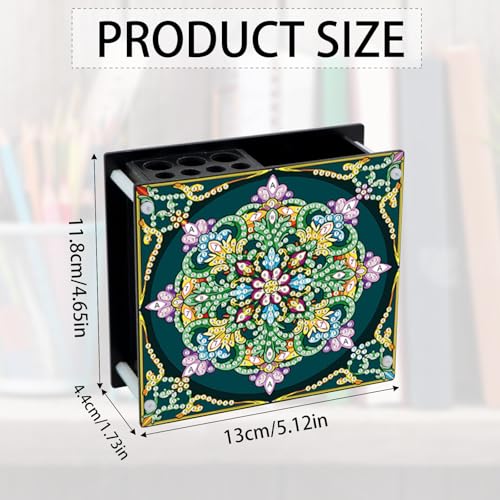 Image of DIY 5D Diamond Painting Pen Holder Organizer, Mandala Acrylic Pencil Cup with Special-Shaped Rhinestones, Decorative Office Supplies Storage for Home, School, Gift