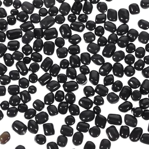 TOBBOMEY Grava Negra para Acuario Piedras Irregulares de Vidrio para Plantas y Bonsáis Decoración Versátil para Peceras y Jarrones Fácil Limpieza Paquete