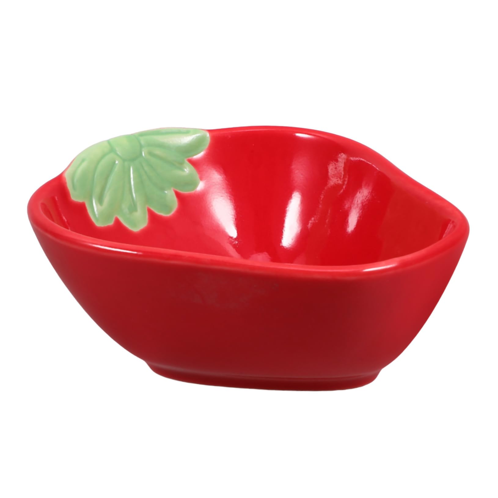 FUNOMOCYA Small Ceramic Dessert Plates Strawberry Shape Sauce Dishes Appetizer Tray