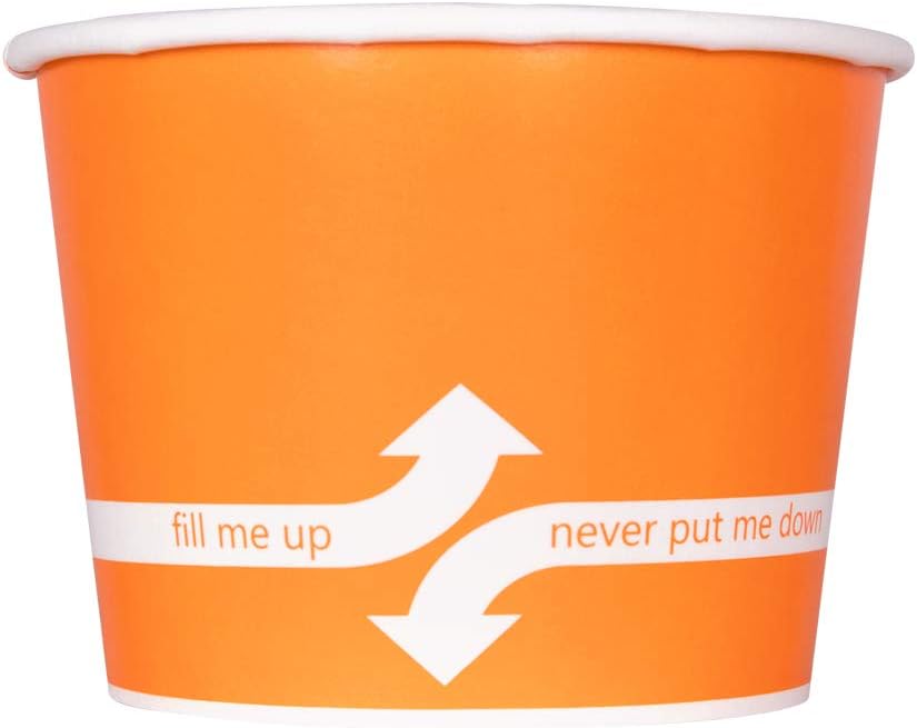 Karat [12oz - 1000 ct] Paper Ice Cream Cups & Soup Bowls for Hot/ Cold Food - Ideal for Soup, Ice Cream, Gelato, Yogurt and Snacks - Orange