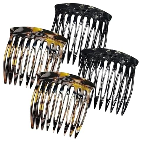 HYFEEL Hair Side Combs - Small French Side Hair Comb Clips for Women Decorative French Twist Hair Styling Accessories -4 Pcs (Black, Brown Onyx) Cover