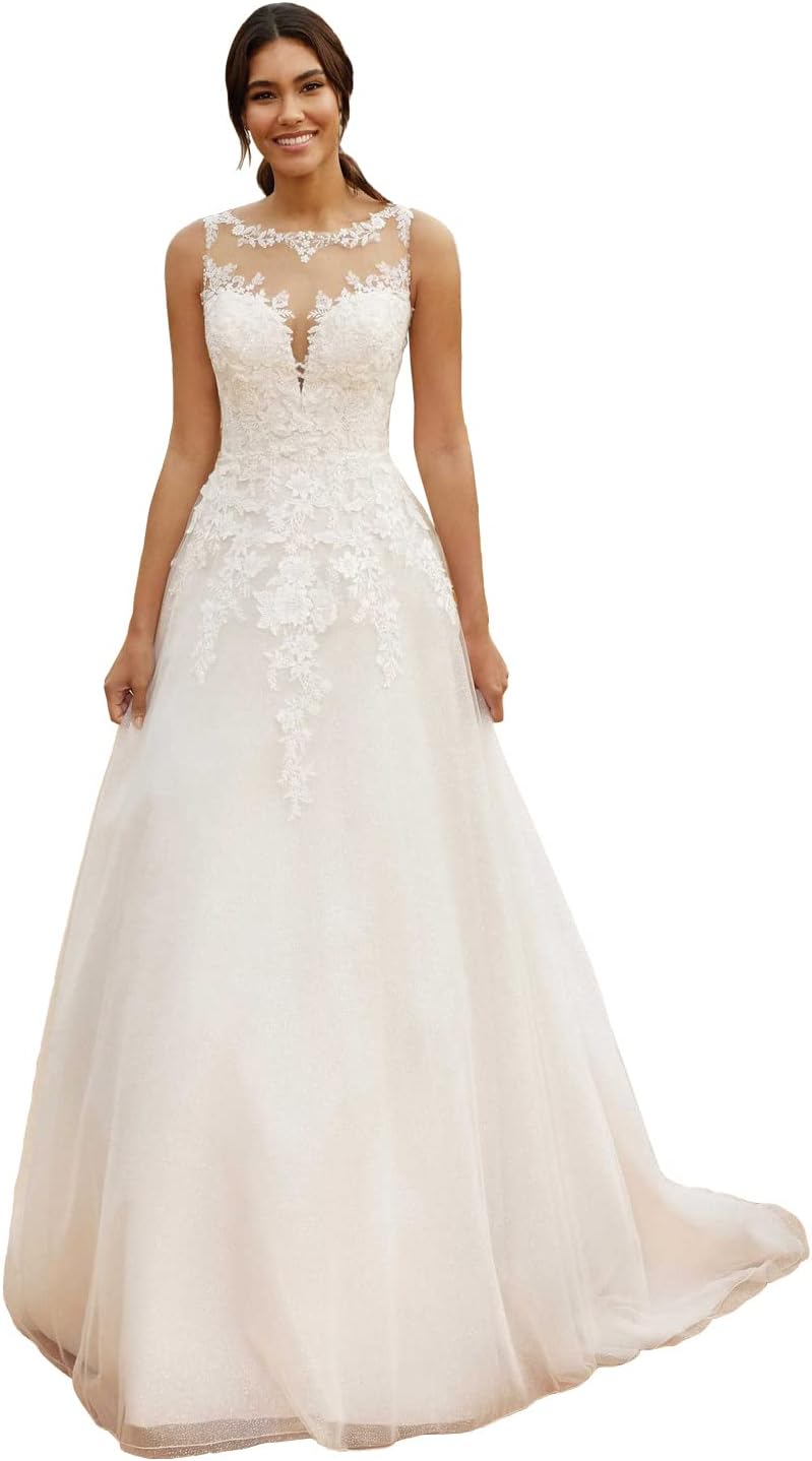 Beach Wedding Dresses for Bride 2022 Long Sleeve Lace Boho Bridal Gowns for Women WDW001