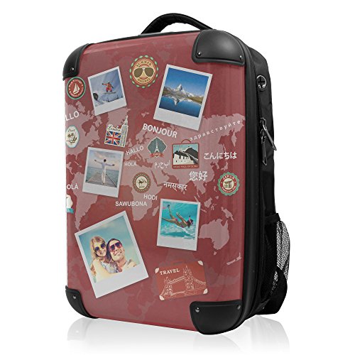 Preisvergleich Produktbild HAUPTSTADTKOFFER - Style Laptoprucksack Rucksack Business Laptop Rucksack Arbeits Daypack, individuell gestalten, Geschenkidee, Design: World Polaroid Rot