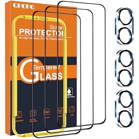 QHOHQ Verre Trempé iPhone 16 Plus Cover