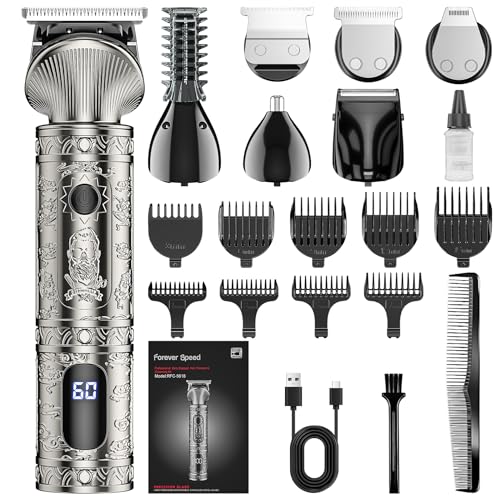 Forever Speed Cortapelos profesional para hombre, resistente al agua, con amplio juego de accesorios, cuidado de la barba, incluye herramienta de limpieza y aceite lubricante