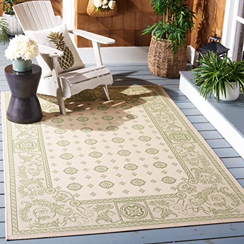SAFAVIEH Washable Rug Outdoor Courtyard Collection - 5'3' x 7'7', Natural & Olive, Non-Shedding...