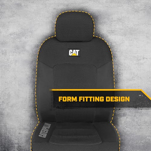 Image of Cat MeshFlex Automotive Seat Covers for Cars Trucks and SUVs (Set of 2) - Black Car Seat Covers for Front Seats, Truck Seat Protectors with Comfortable Mesh Back, Auto Interior Covers | Airbag Compatible Interior Protection for Trucks, Suv, and Cars - (2) Front Seat Protectors Automotive and Truck Accessories