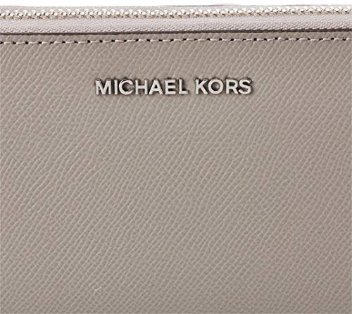 Michael Kors Jet Set Travel Continental Zip Around Leather Wallet Wristlet (Pearl Grey) - Image 4
