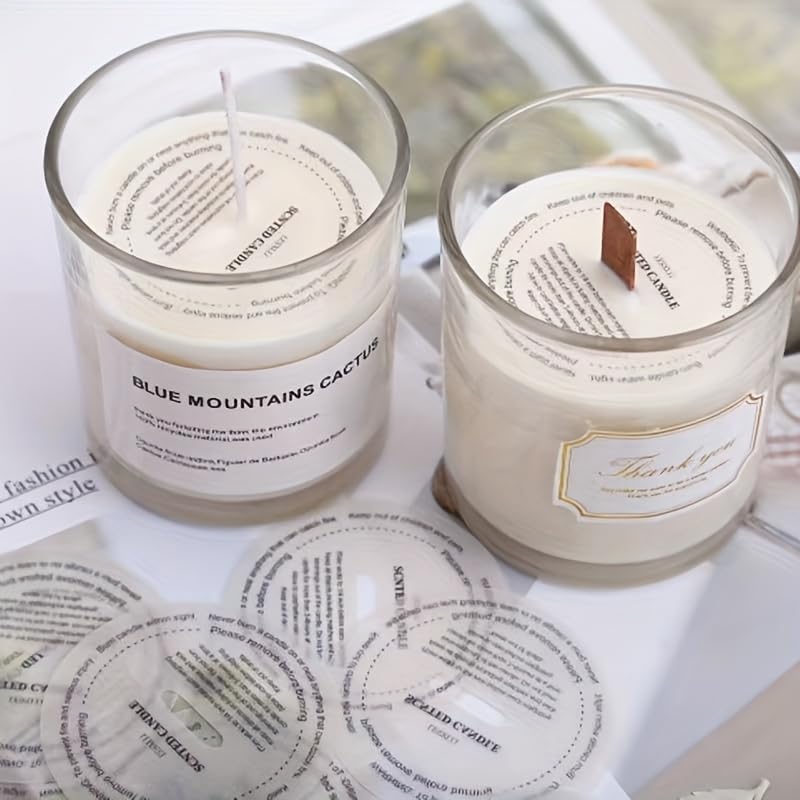Etiquetas de seguridad para velas perfumadas transparentes con aviso de cuidado 5