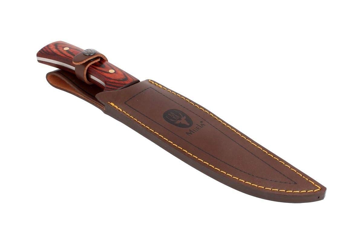 Muela Cuchillo Jabali JABALI-21E hoja de acero ACX-380 de 21 cm y empuñadura de madera de coral para Caza, Pesca, Supervivencia y Bushcraft - Realizado en Ciudad Real