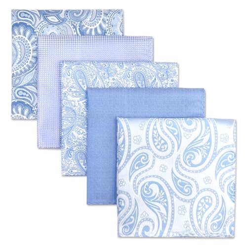 SHLAX&WING 5 Pieces Assorted Mens Silk Pocket Square Handkerchiefs Set 33