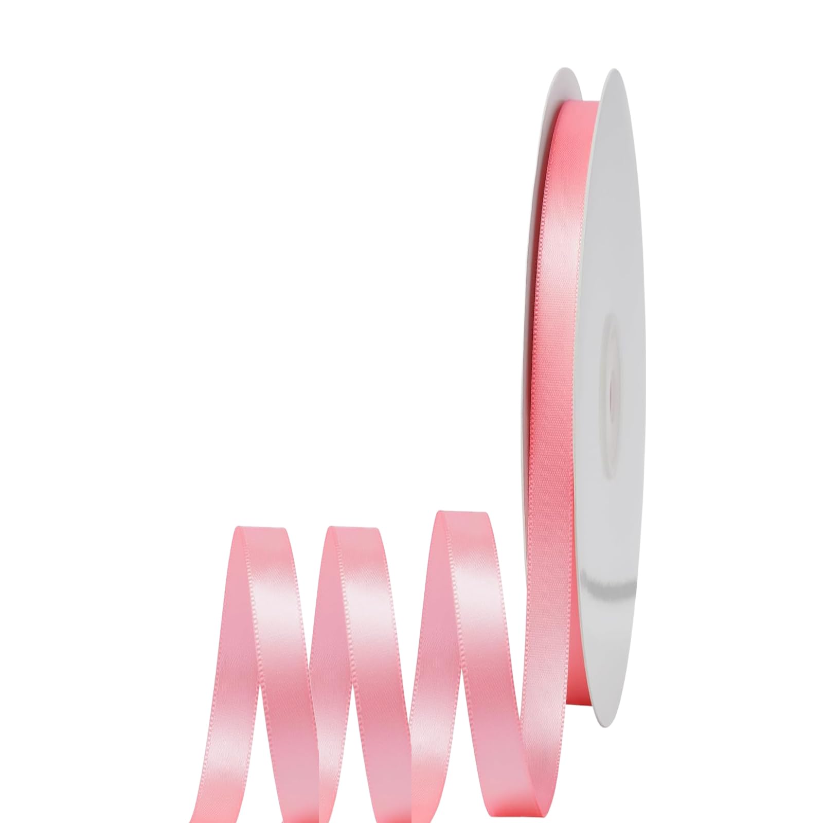 Thin Baby Pink Ribbon 6mm Satin Ribbons for Gift Wrapping,91m Silk Thick Wrapping Ribbon Balloon Ribbons Pink for Crafting,Christmas,Wedding,Hair Bows,Bouquets,Party,Cake Decorations