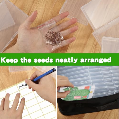 Image of 24 Slot Seed Storage Organizer Box with Insulated Bag with Dual Zipper Bag, Garden Seed Organize Sealed Bags and Label Stickers Saving Container Keeper Set for Garden Vegetable Flower Plants