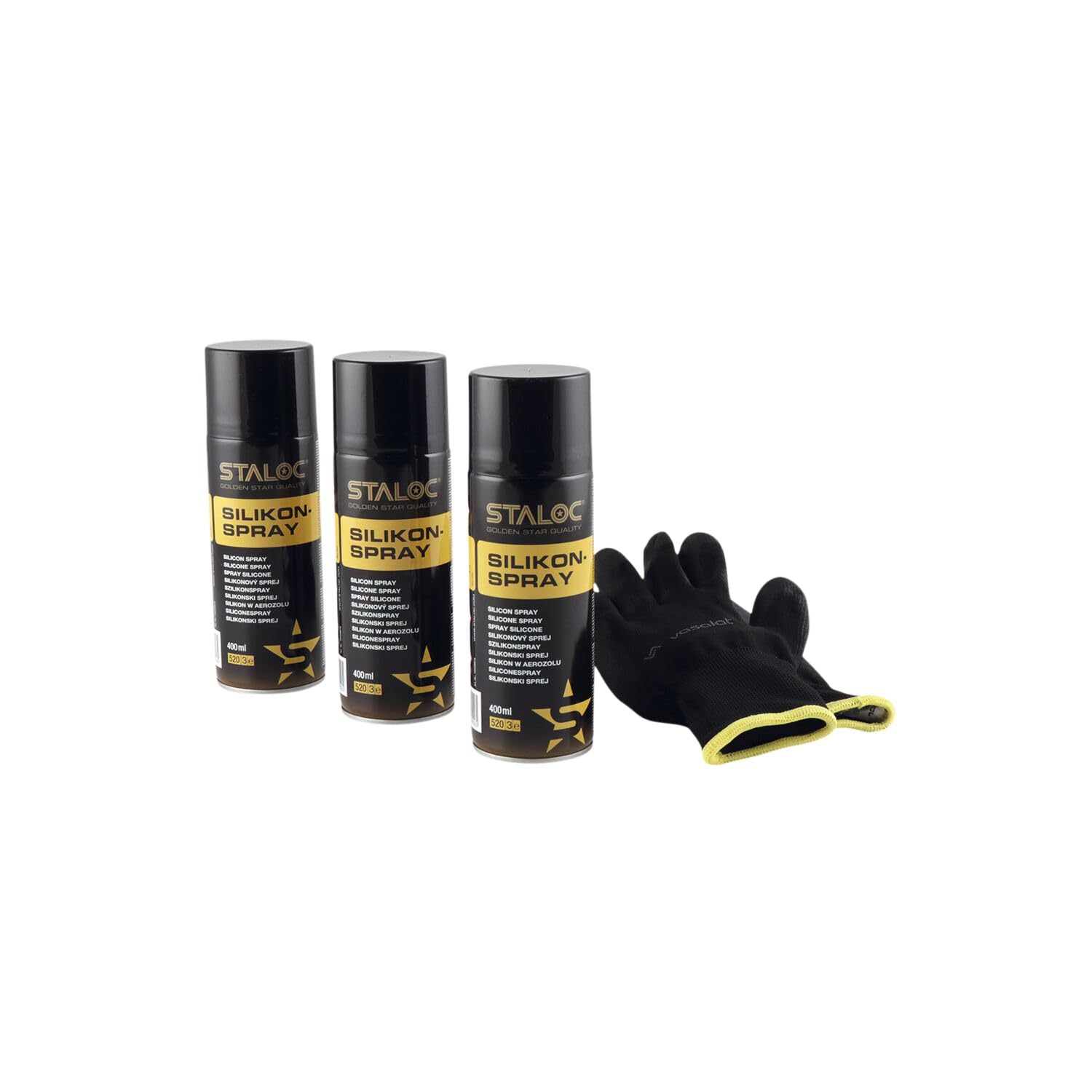 Staloc Silikonspray - ideal für die Gummipflege und Auto Kunststoffpflege, 3in1 Schmier-, Gleit- und Trennmittel, transparent 400ml - 3 Stück