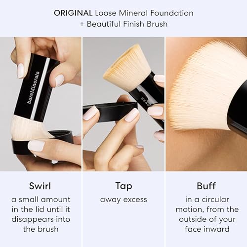 bareminerals original get started kit mini 4 piece mineral makeup includes original loose foundation face primer setting powder brush must-have kit travel size vegan
