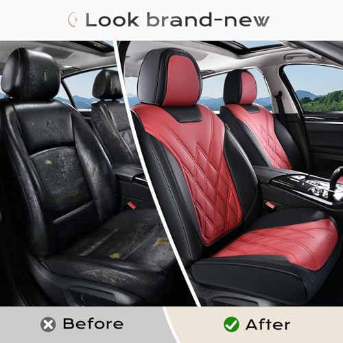 Image of Coverado Car Seat Covers, Front Covers for Cars, Car Seat Cover Front Seats, Car Seat Protector Waterproof, Leather Car Seat Cushion, Universal Interior Covers Seat Protectors for Most Cars