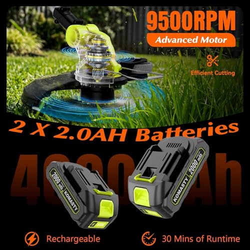 image for KOMASTY 20V Electric Weed Wacker Cordless Edger Lawn Tool 2 X 2.0Ah Ba