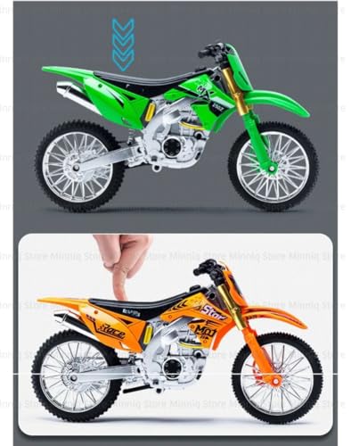 Image of Compatible for 1:12 Kavasaki KX450F Motorcycle DieCast Model, Suspension and Hand Free Roller, Toy Motorcycle Collection with Music Lighting Toy for Kids (Kavasaki KX450F-Green)