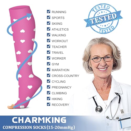 Image of Compression Socks (7 Pairs), 15-20 mmhg is BEST Graduated Athletic & Medical for Men & Women, Running, Flight, Travel, Nurses, Pregnant - Boost Performance, Blood Circulation