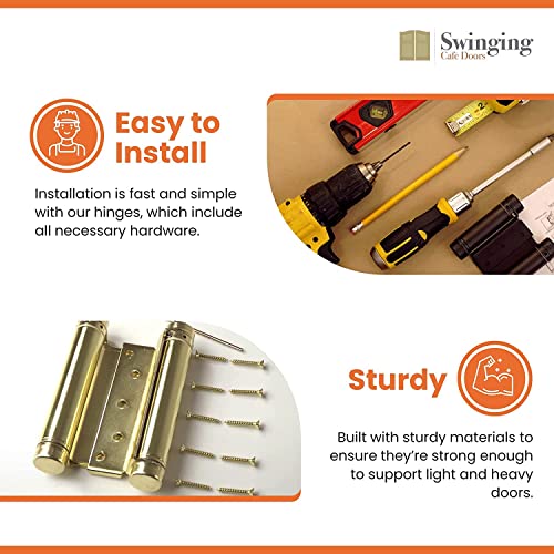 6" Double Action Spring Hinge Saloon Door Hinge — Cafe Door Hinge For In & Out Doorway Swing — Commercial Grade Double Swing Hinge, Heavy Duty Door Hinge — Swinging Cafe Doors (Gloss Black, 1 Unit) #TOP6