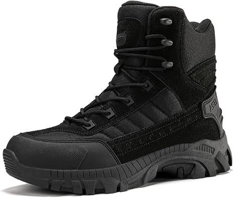 Mens Military Tactical Boots 8 Inches Lightweight Work Safty Boots Side Zipper Jungle boots Combat Desert boots Hiking Shoes