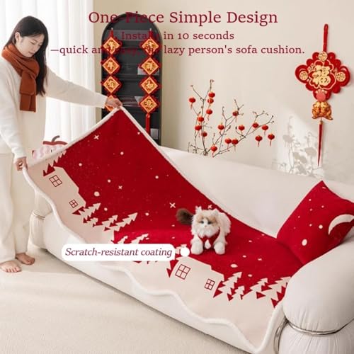 Housse de canapé de Noël rouge lavable pour canapé sectionnel - 6