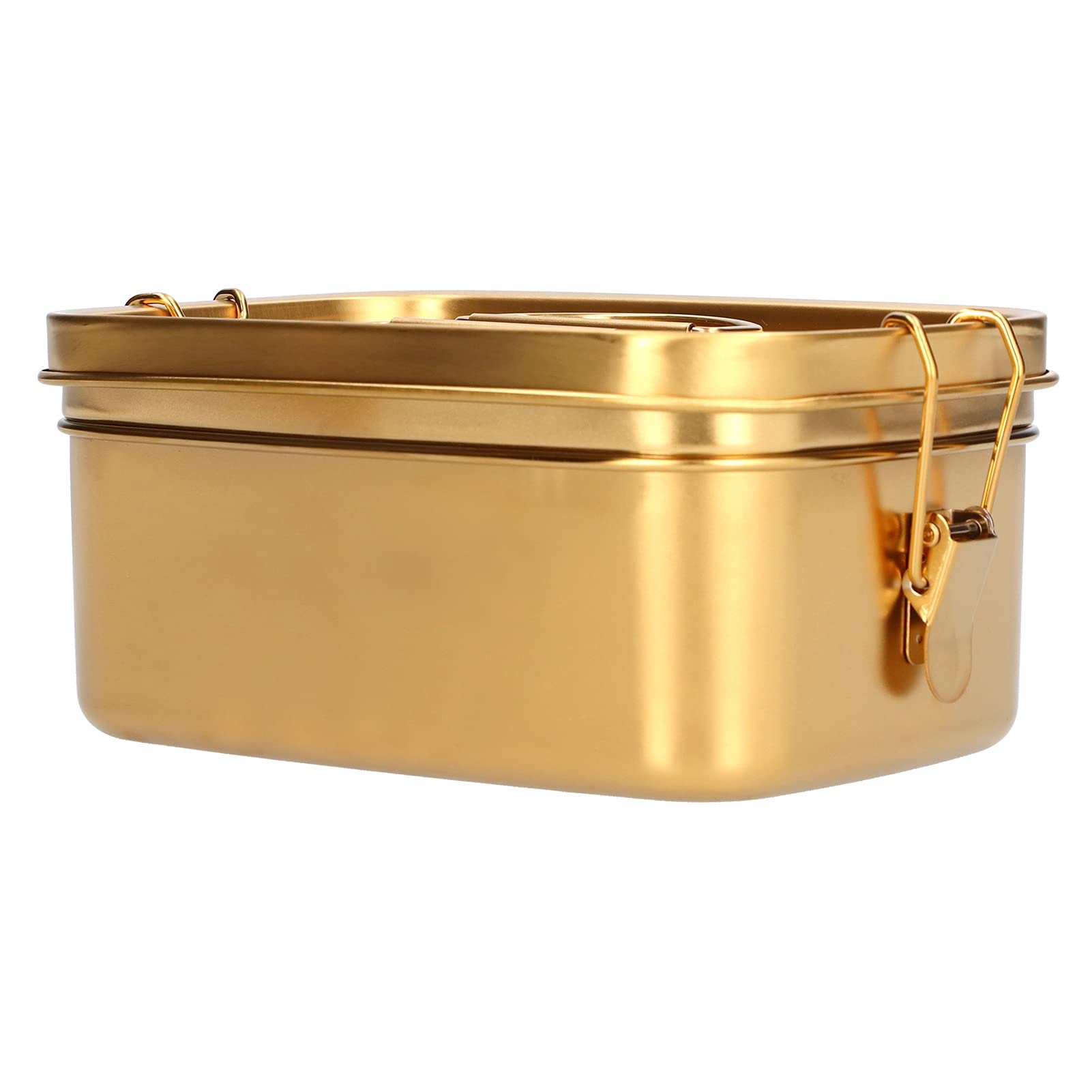 TOPINCN 1,5 L 2-lagige Brotdose Tragbare Auslaufsichere 304 Edelstahl Lebensmittelbehälter Geschirr (Gold)