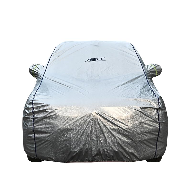 Able Dimond Silver Nonwoven Water Repellent Car Body Cover with Mirror Pockets and Driver Door Zipper Compatible for Honda WRV (2017 to Till Now Model)