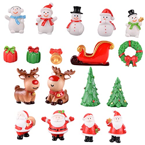 BRIGHTFUFU Tiny Christmas Tree Ornaments Christmas Village Accessories Miniature Snowman Xmas Tree Decorations Resin Micro Landscape Ornaments Set