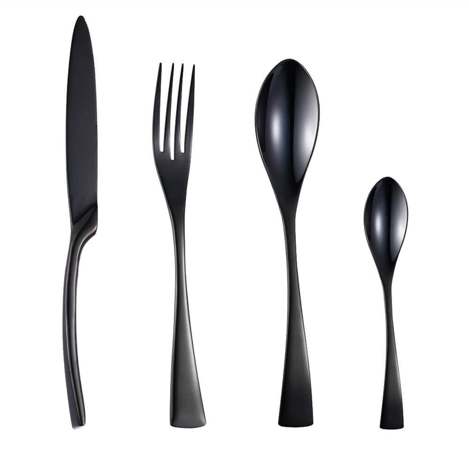 Schwarz Geschirr Besteck Set Edelstahl Abendessen Steak Messer Gabel Teelöffel (Color : 2Set-8Pcs)