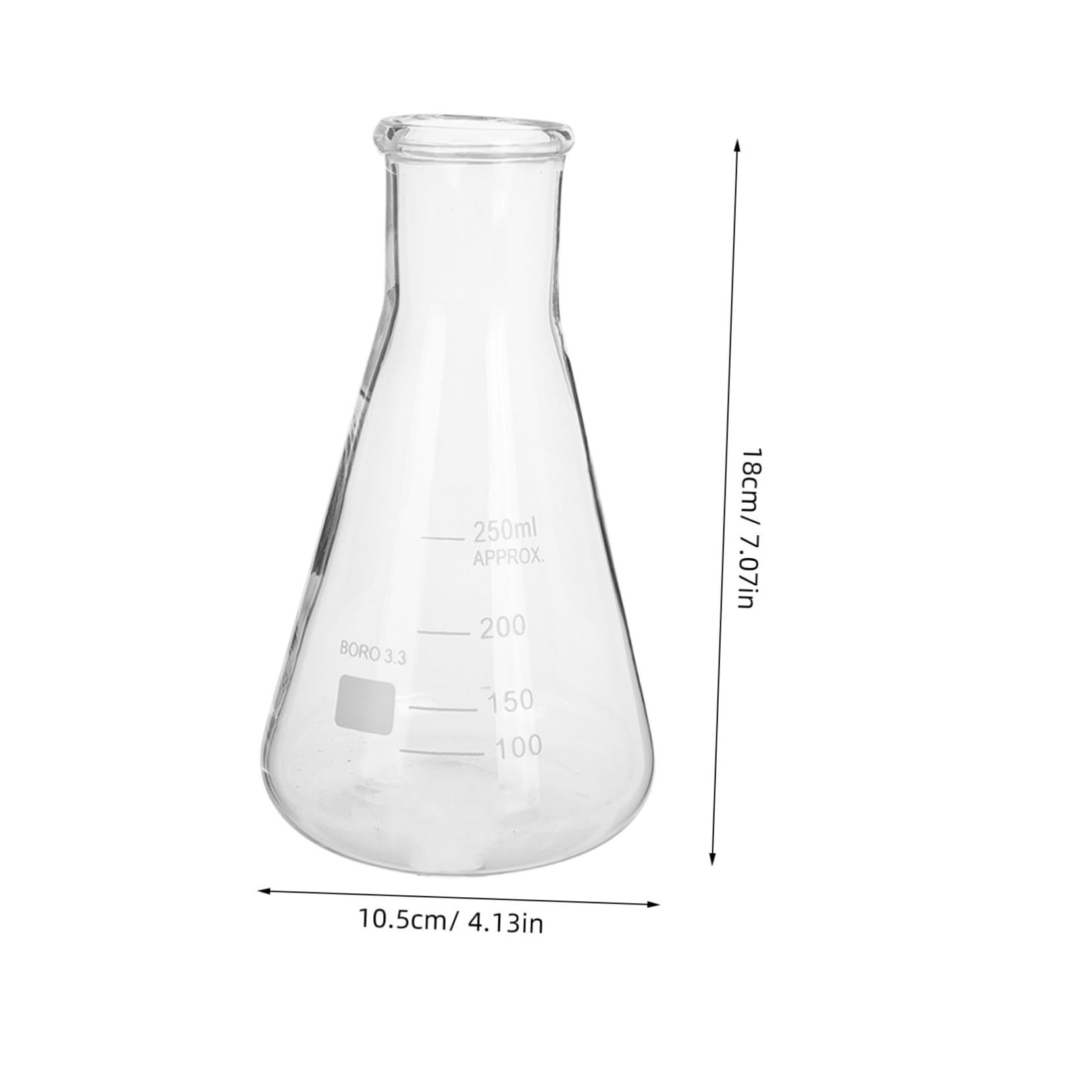 iplusmile Juego de 5 Matraces de Vidrio de Borosilicato Erlenmeyer Base Triangular y Capacidad de 50 Ml a 1 L, Alta Resistencia Térmica y Fácil Vertido para Laboratorio