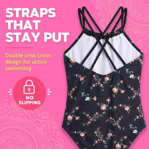 Image of Kanu Surf Girls Jasmine Beach Sport Halter One Piece Swimsuit