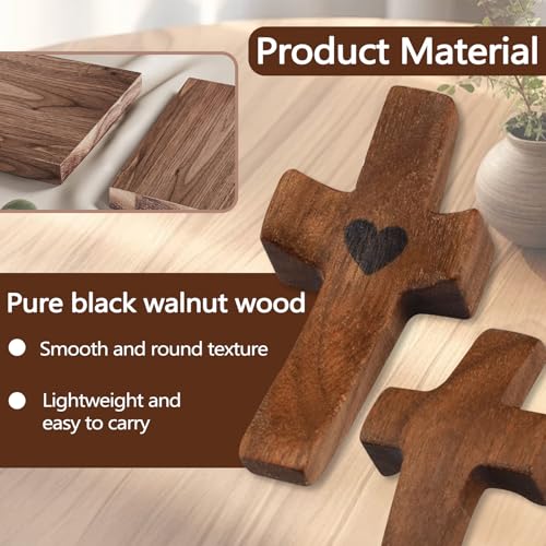 10 Pack Cross My Heart, Walnut Wooden Pocket Cross - Image 4