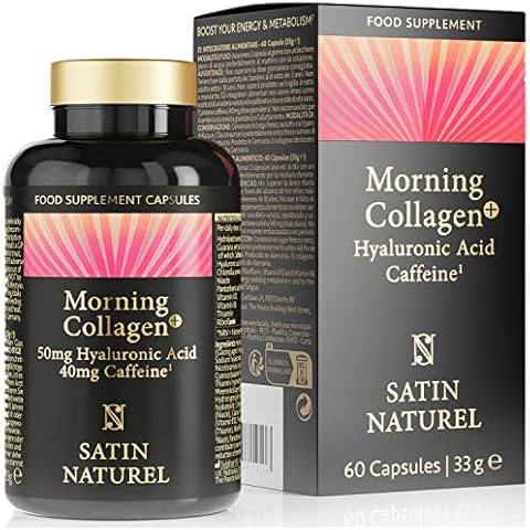 4-in-1 Marine Collagen + Caffeine + Hyaluronic Acid Beauty Pre Workout Collagen Supplements for Women Enhanced with Vitamin B12 + B6 Multivitamins for Women and Men - Made in Germany - Satin Naturel Cover