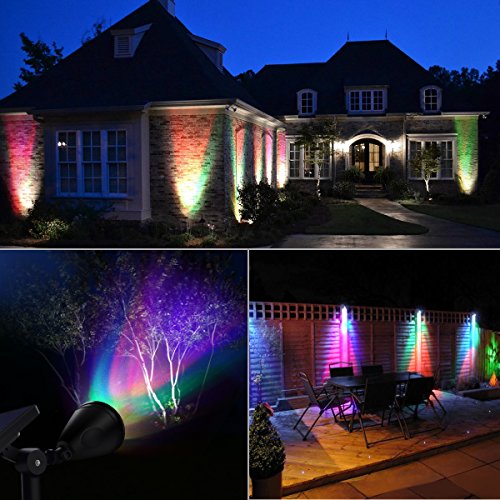 AMIR 2 in 1 Solar Spotlights, Upgraded Solar Garden Light Outdoor, Waterproof 4 LED Landscape Lighting, Solar Wall Light with Auto On/ Off for Yard Driveway Pathway Pool (2 Pack, Changing Color)